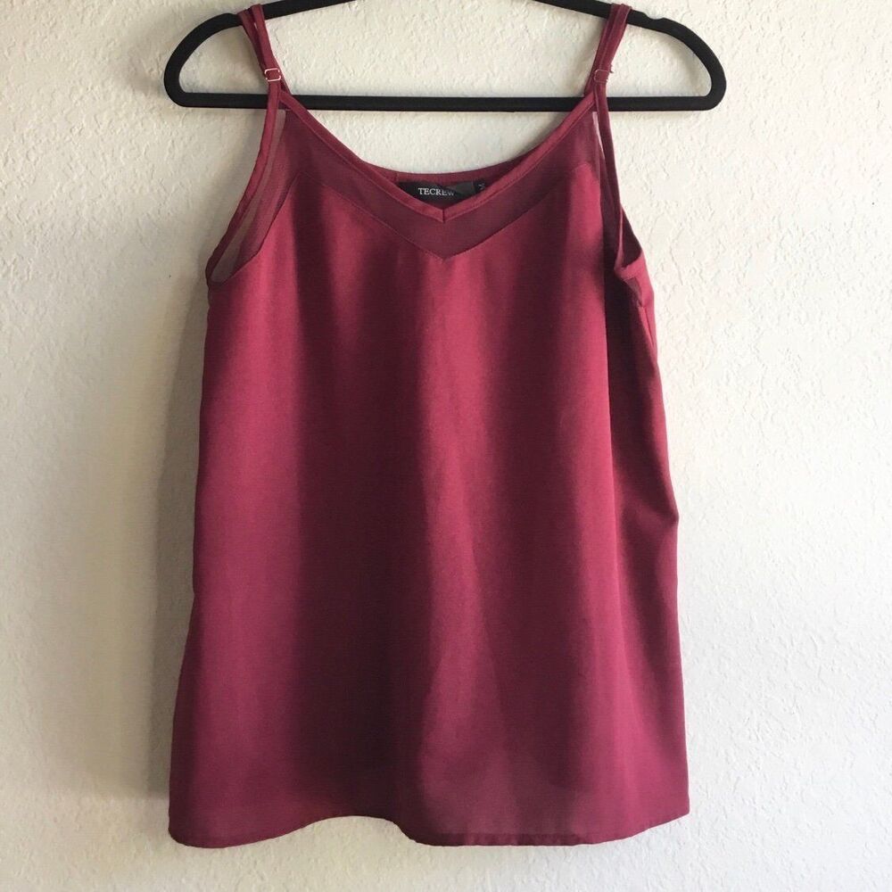 Burgundy red spaghetti strap mesh camisole top sz M fairycore versatile
